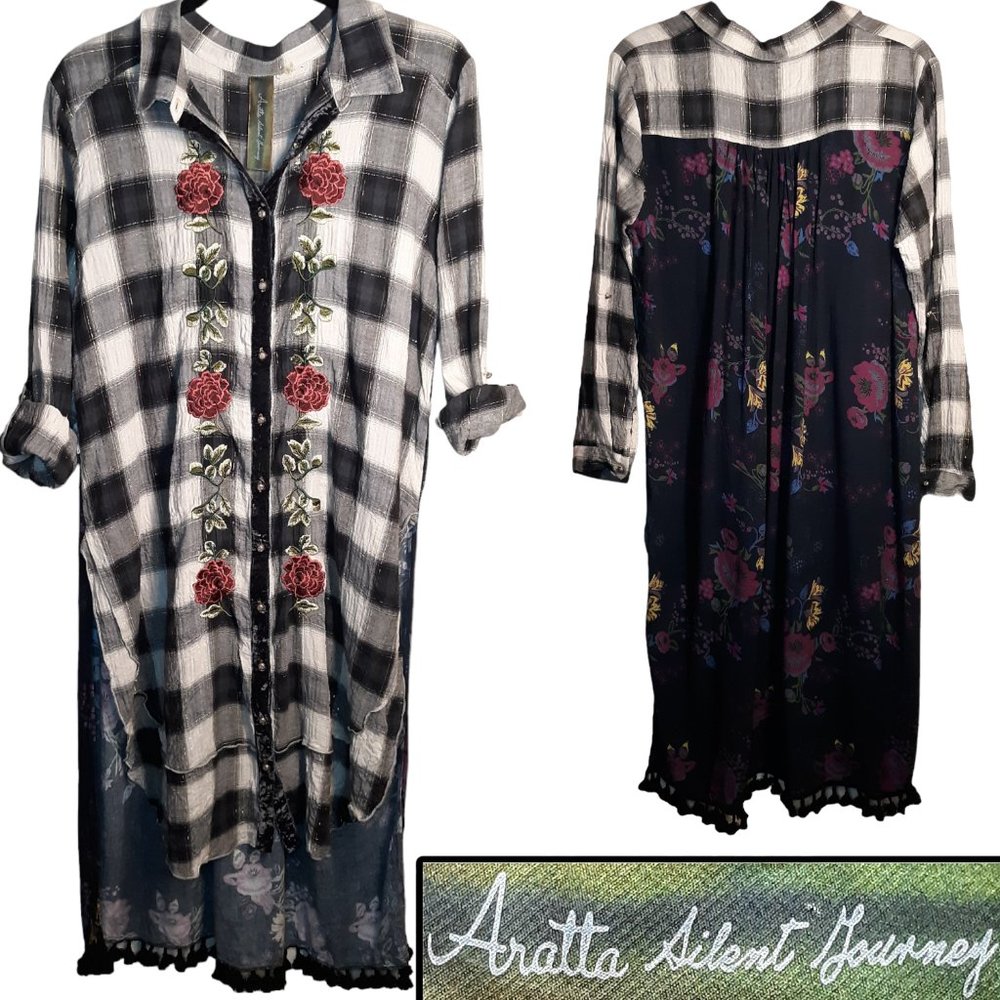 Jane Duster Tunic, plaid & floral